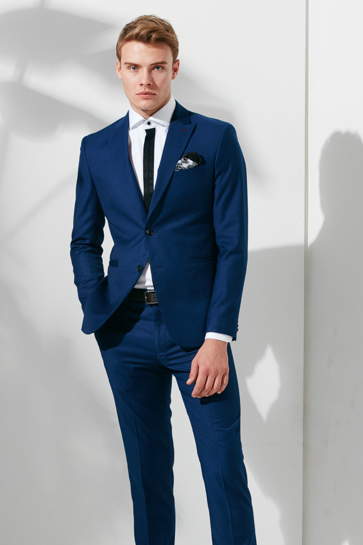 SST&C Navy Check Pattern Suit Trousers | 0211906001  (Outlet)_4