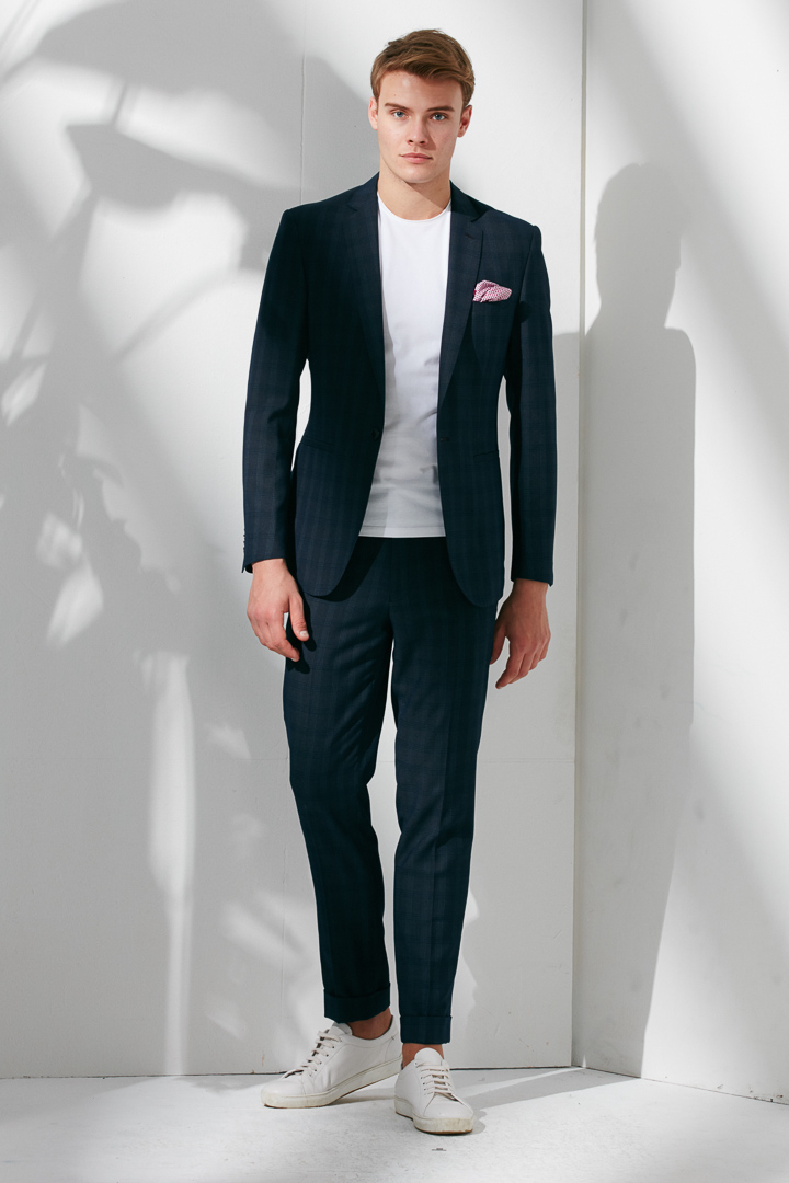 SST&C Navy Check Pattern Suit Trousers | 0211906004  (Outlet)_0