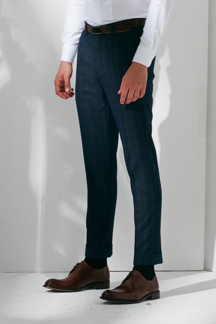 SST&C Navy Check Pattern Suit Trousers | 0211906004  (Outlet)_1