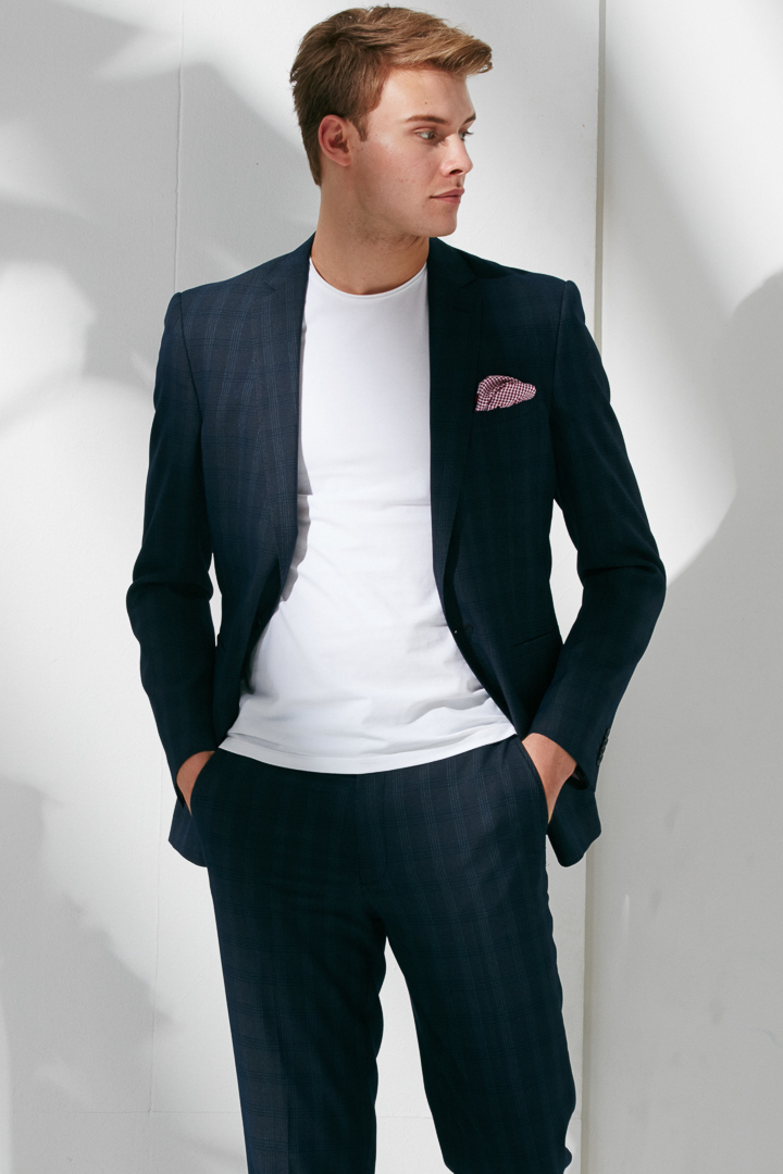 SST&C Navy Check Pattern Suit Trousers | 0211906004  (Outlet)_3