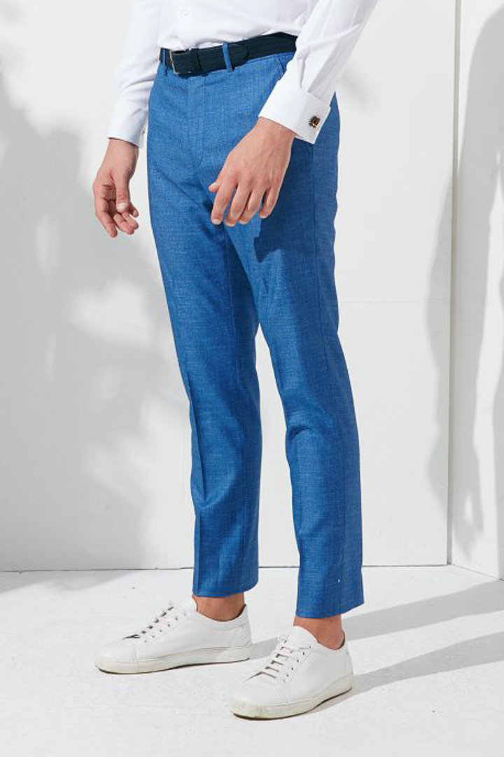 SST&C Sky Blue Textured Suit Trousers | 0211907002  (Outlet)_1