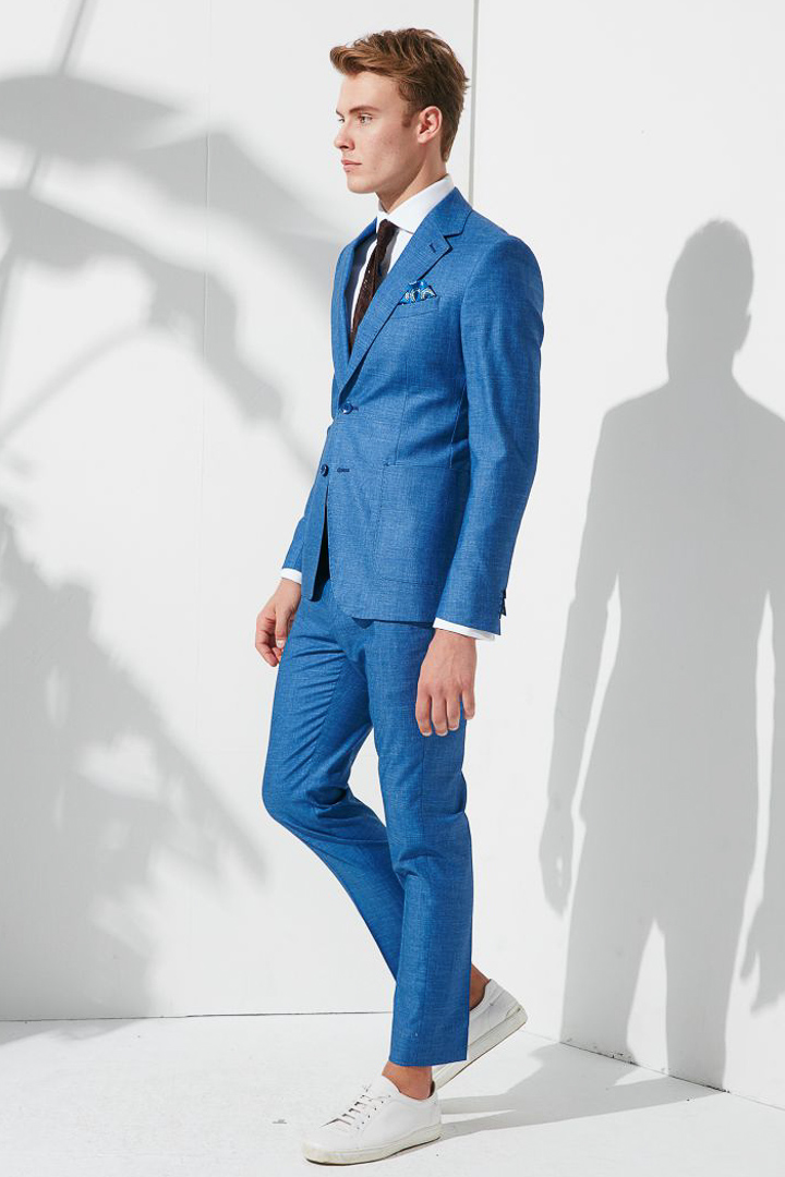 SST&C Sky Blue Textured Suit Trousers | 0211907002  (Outlet)_2