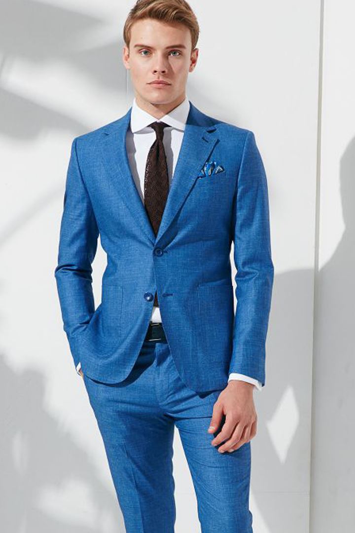 SST&C Sky Blue Textured Suit Trousers | 0211907002  (Outlet)_4
