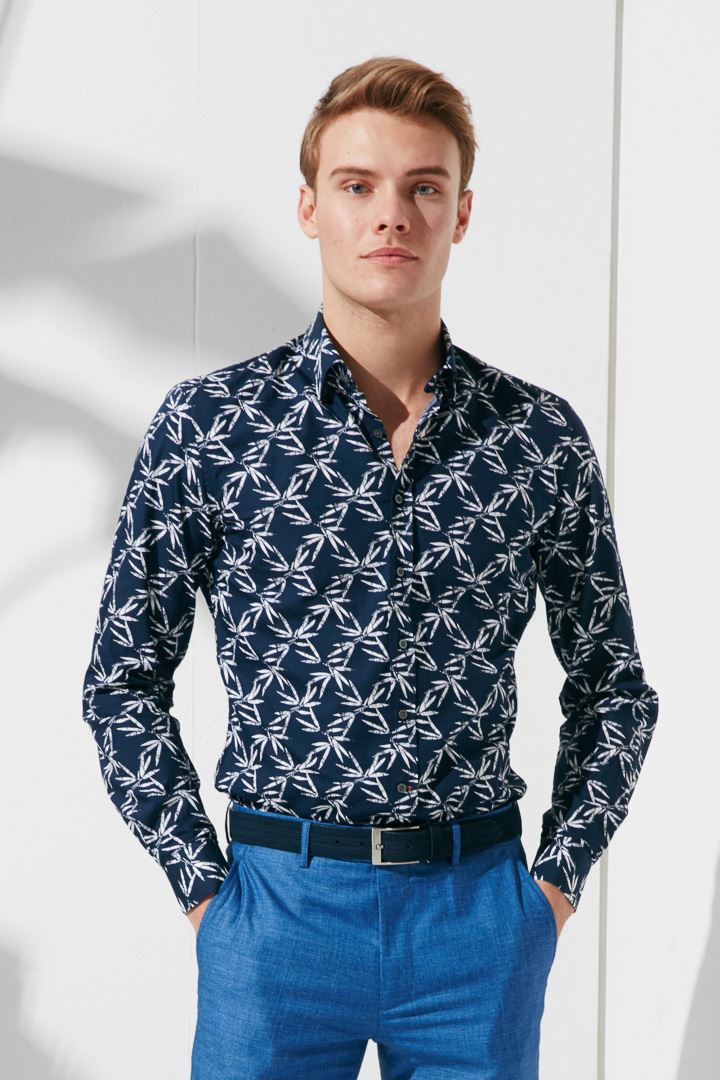 SST&C Dark Blue Printed Shirt | 0311905010  (Outlet)_0