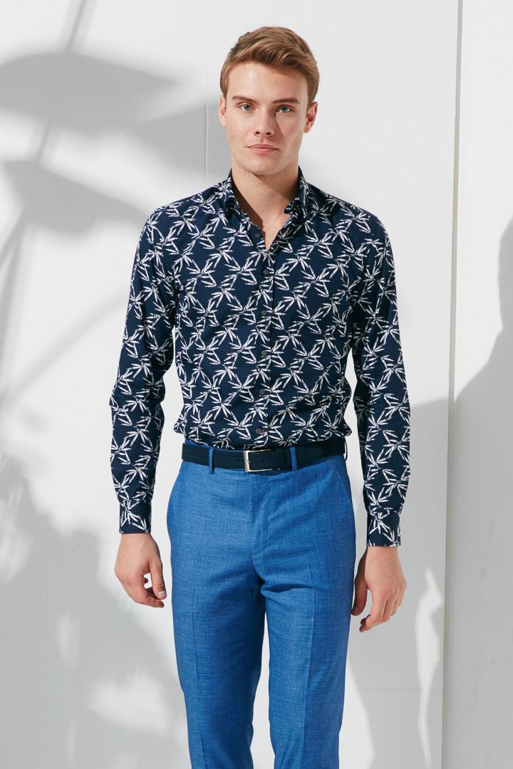 SST&C Dark Blue Printed Shirt | 0311905010  (Outlet)_1