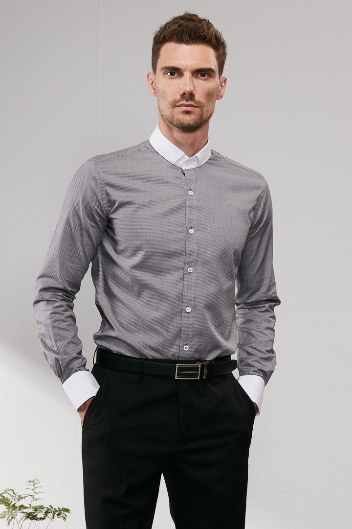 SST&C Houndstooth Stand Collar Shirt | 0311909001  (Outlet)_2