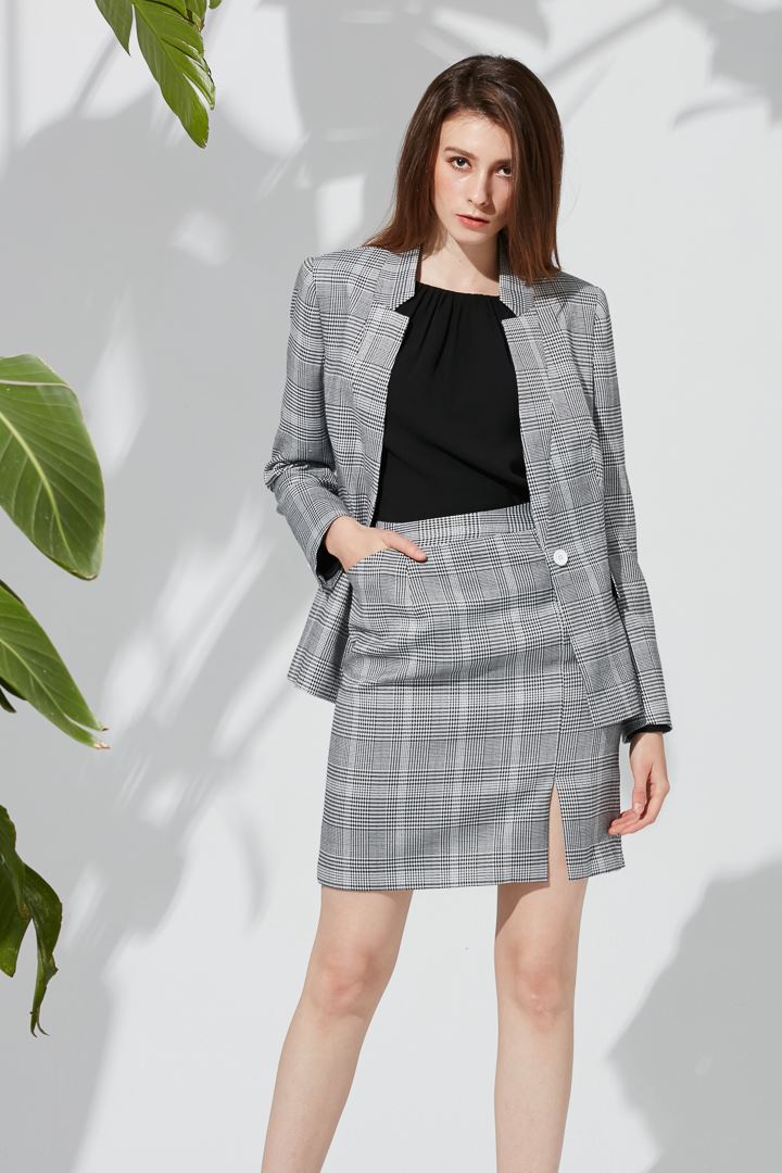 SST&C Women'S Navy Striped Pattern V-Shaped Skirt | 7461904002  (Outlet)_7