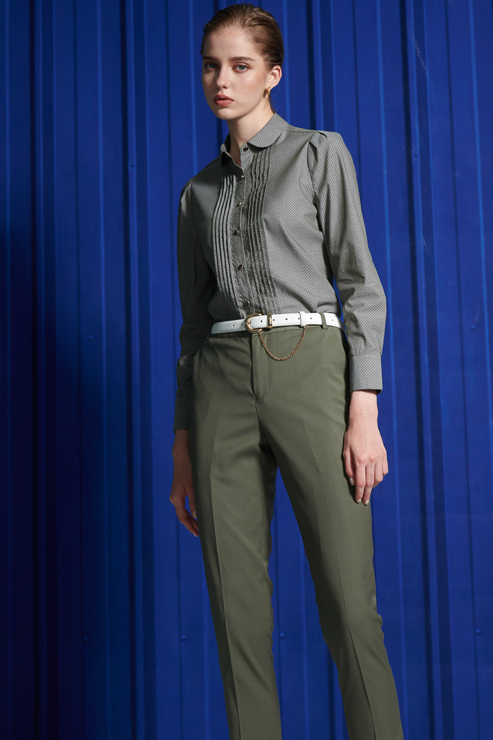 SST&C Women'S Wool Blend Olive Green Slim Fit Suit Trousers | 7262111005  (Outlet)_4
