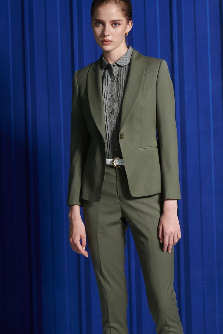 SST&C Women'S Wool Blend Olive Green Slim Fit Suit Trousers | 7262111005  (Outlet)_6