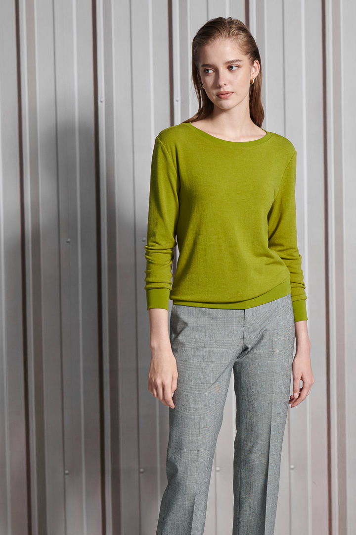 SST&C Women'S Simple Solid Color Olive Green Sweater | 8662111002  (Outlet)_1
