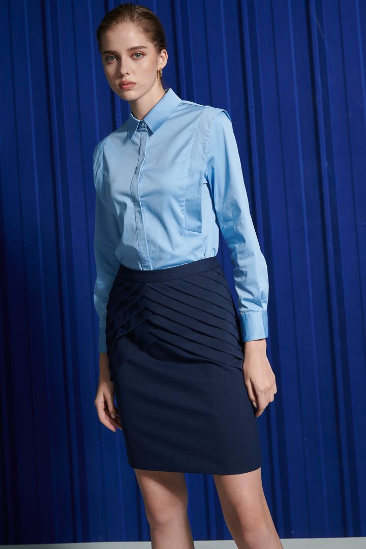 SST&C Women'S Sky Blue Designer Tailored Shirt | 7562111010  (Outlet)_0
