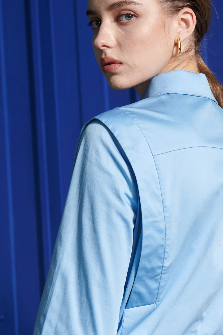 SST&C Women'S Sky Blue Designer Tailored Shirt | 7562111010  (Outlet)_7