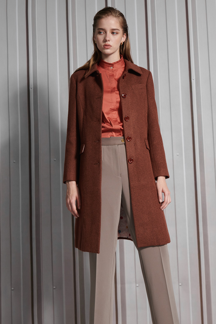 SST&C Women'S Rust Red Glossy Stand Collar Shirt | 7562111001  (Outlet)_4