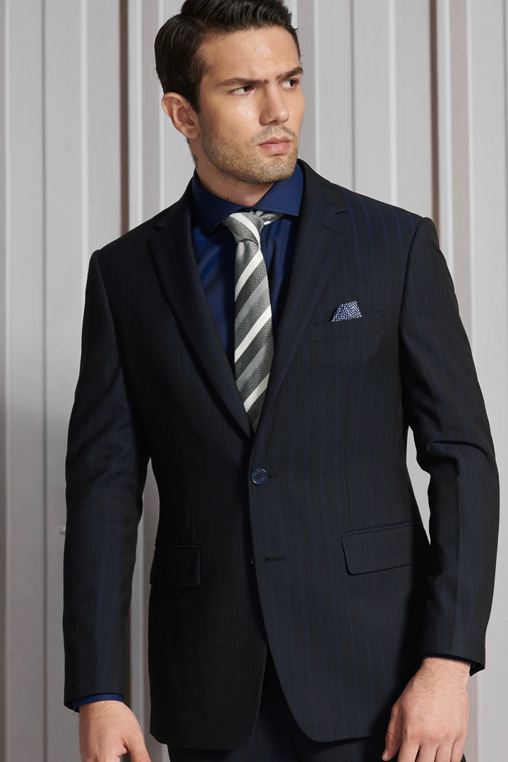 SST&C Navy Hidden Stripe Slim Fit Suit Jacket | 0112112004  (Outlet)_0