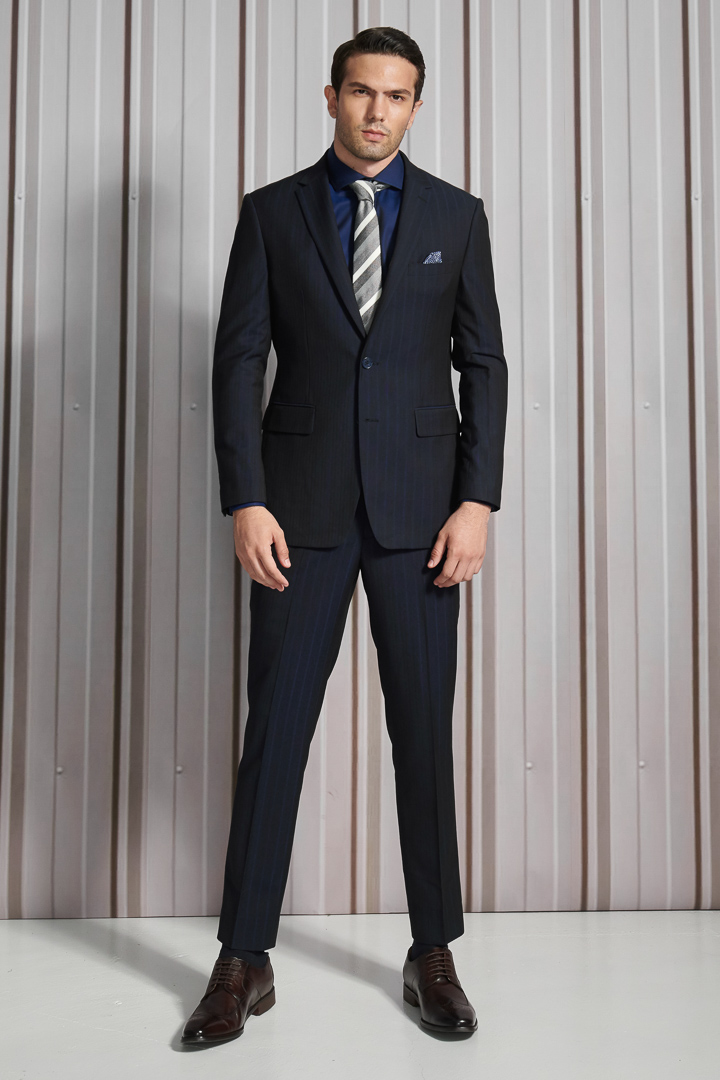 SST&C Navy Hidden Stripe Slim Fit Suit Jacket | 0112112004  (Outlet)_3