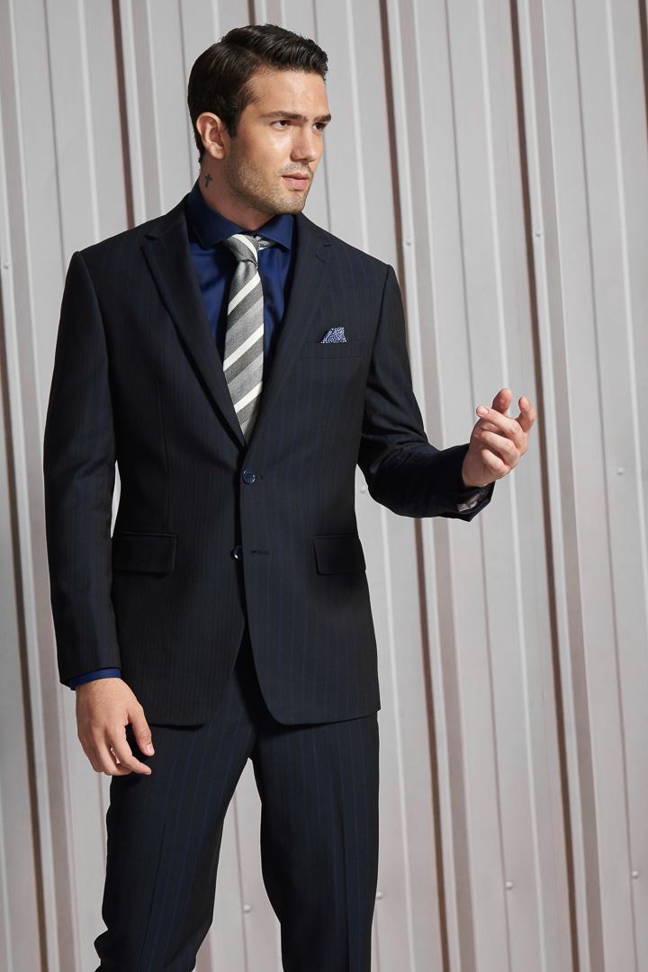SST&C Navy Hidden Stripe Slim Fit Suit Jacket | 0112112004  (Outlet)_4