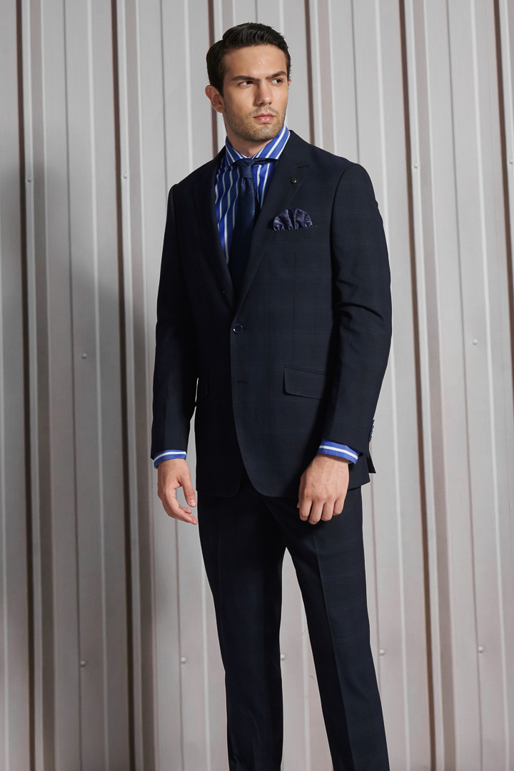 SST&C Navy Check Pattern Classic Suit Trousers | 0212112002  (Outlet)_3