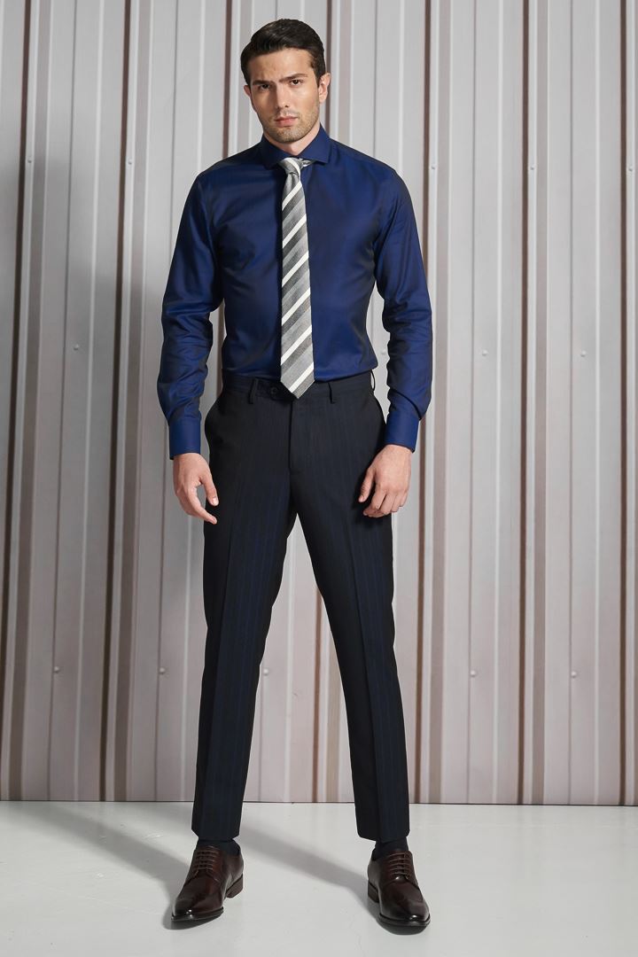 SST&C Navy Hidden Stripe Slim Fit Suit Trousers | 0212112004  (Outlet)_0