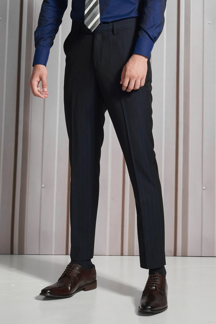 SST&C Navy Hidden Stripe Slim Fit Suit Trousers | 0212112004  (Outlet)_1