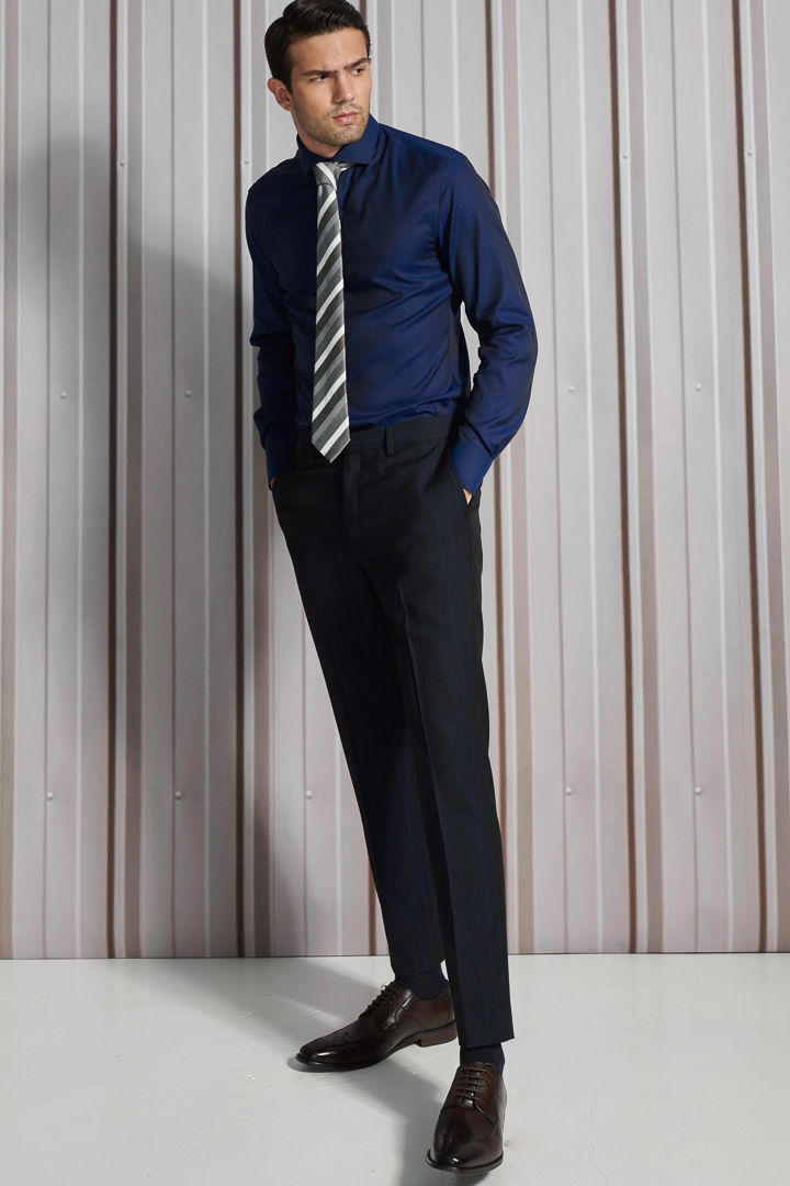 SST&C Navy Hidden Stripe Slim Fit Suit Trousers | 0212112004  (Outlet)_2