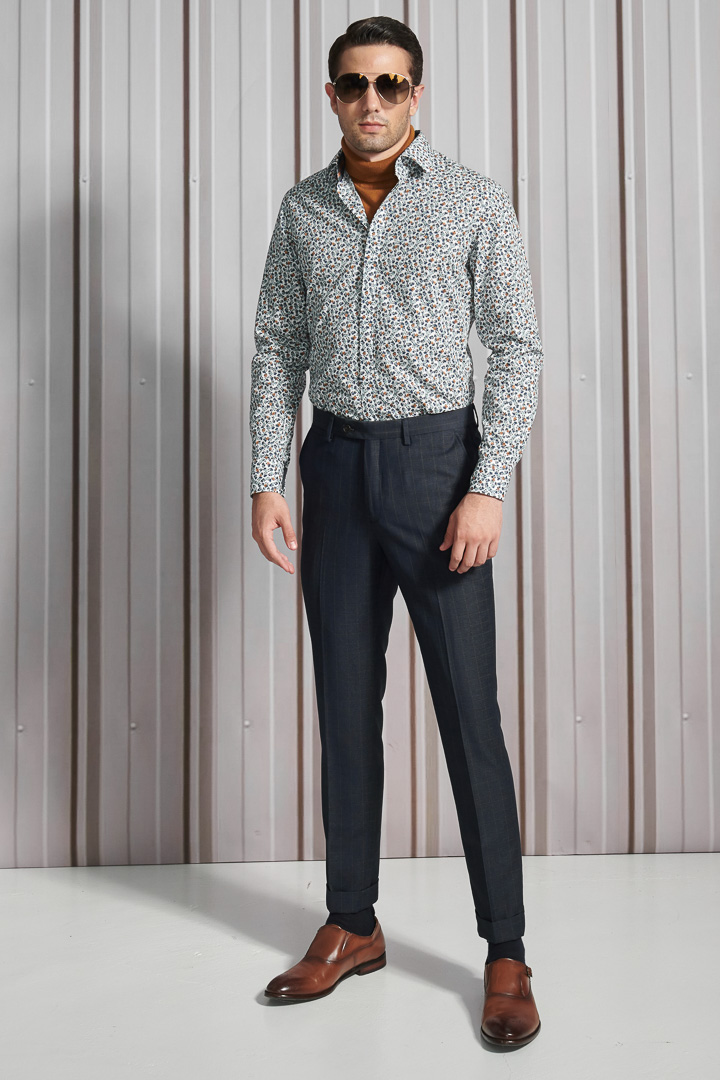 SST&C Navy Blue Check Pattern Slim Fit Suit Trousers | 0212112005  (Outlet)_0