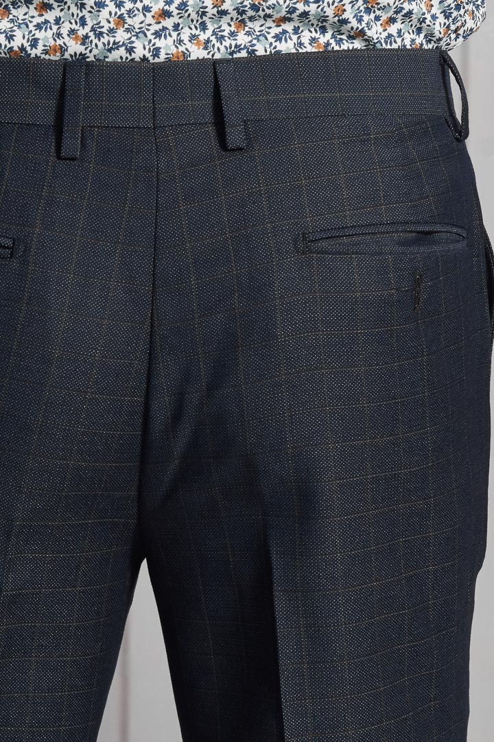 SST&C Navy Blue Check Pattern Slim Fit Suit Trousers | 0212112005  (Outlet)_7
