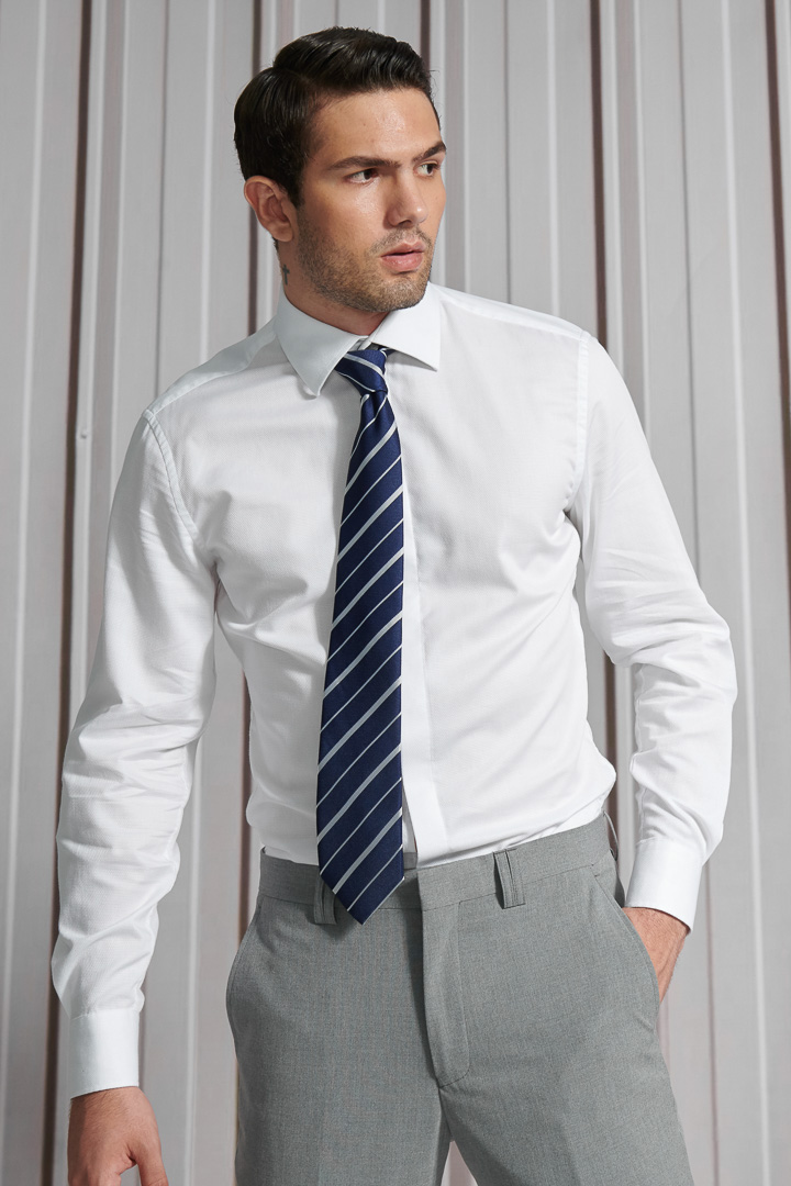 SST&C #Easycare  White Textured Shirt | 0312112008  (Outlet)_1