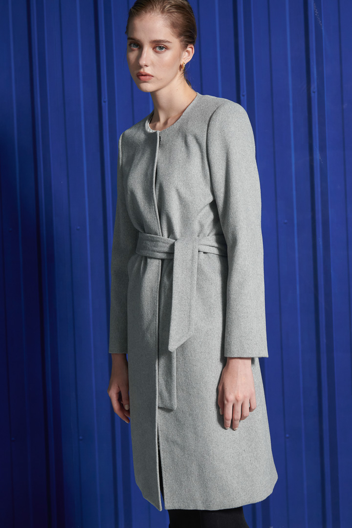SST&C Women'S 50% Wool Gray Hidden Button Strap Coat | 8162112003  (Outlet)_2