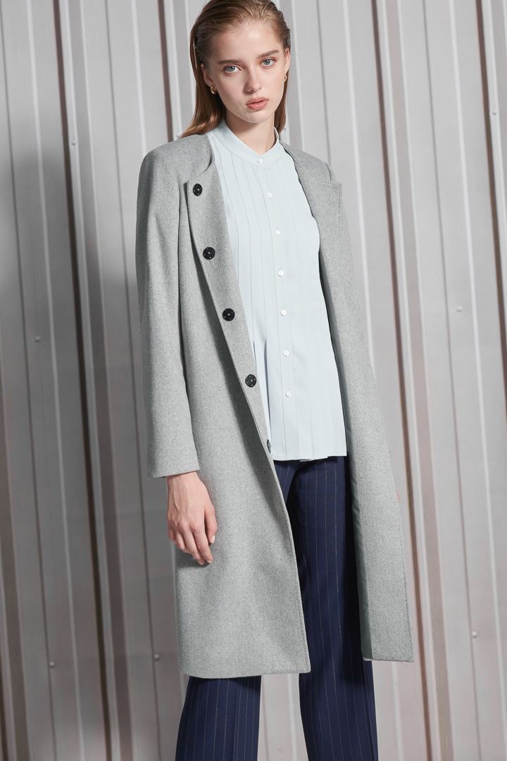 SST&C Women'S 50% Wool Gray Hidden Button Strap Coat | 8162112003  (Outlet)_3