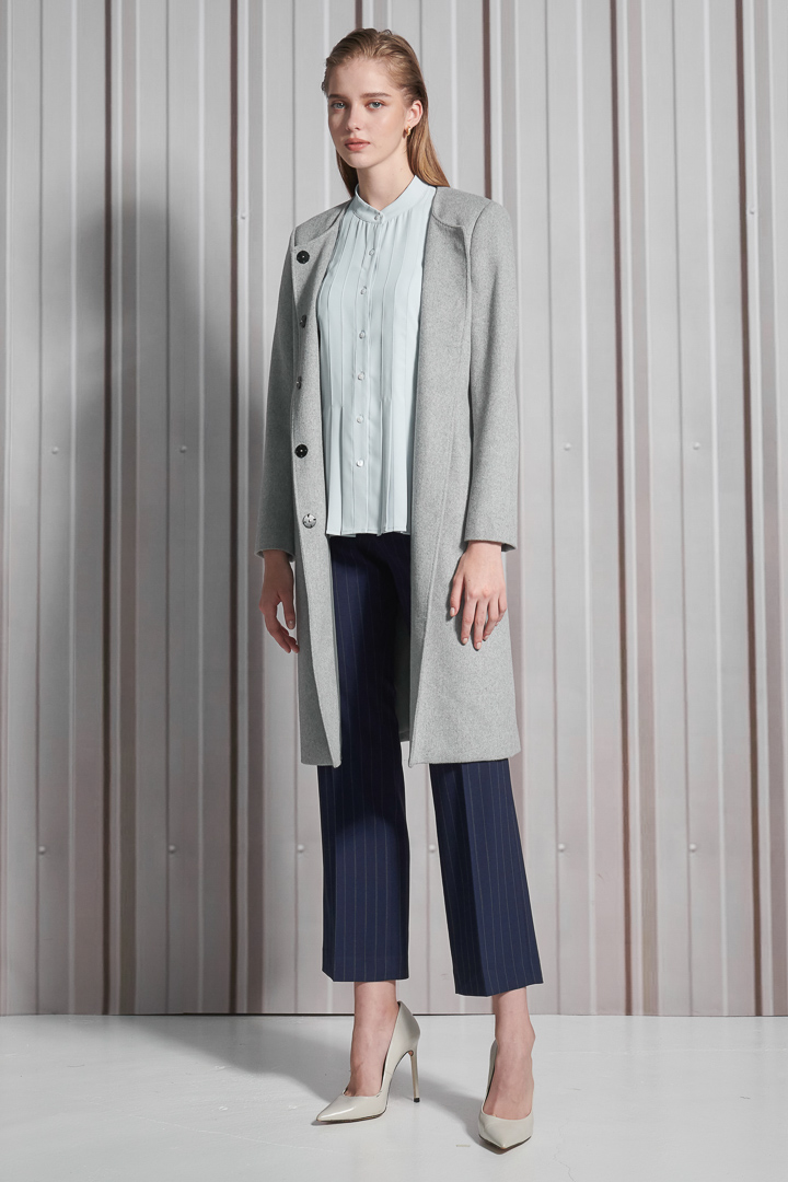 SST&C Women'S 50% Wool Gray Hidden Button Strap Coat | 8162112003  (Outlet)_5
