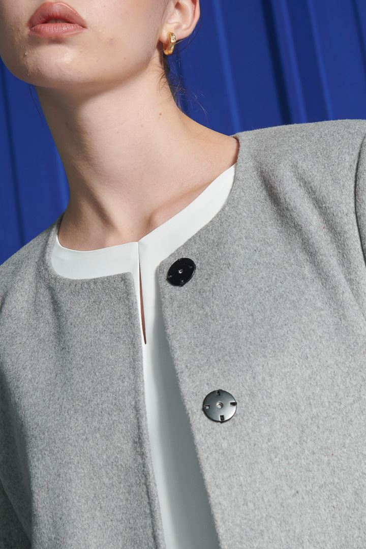 SST&C Women'S 50% Wool Gray Hidden Button Strap Coat | 8162112003  (Outlet)_6