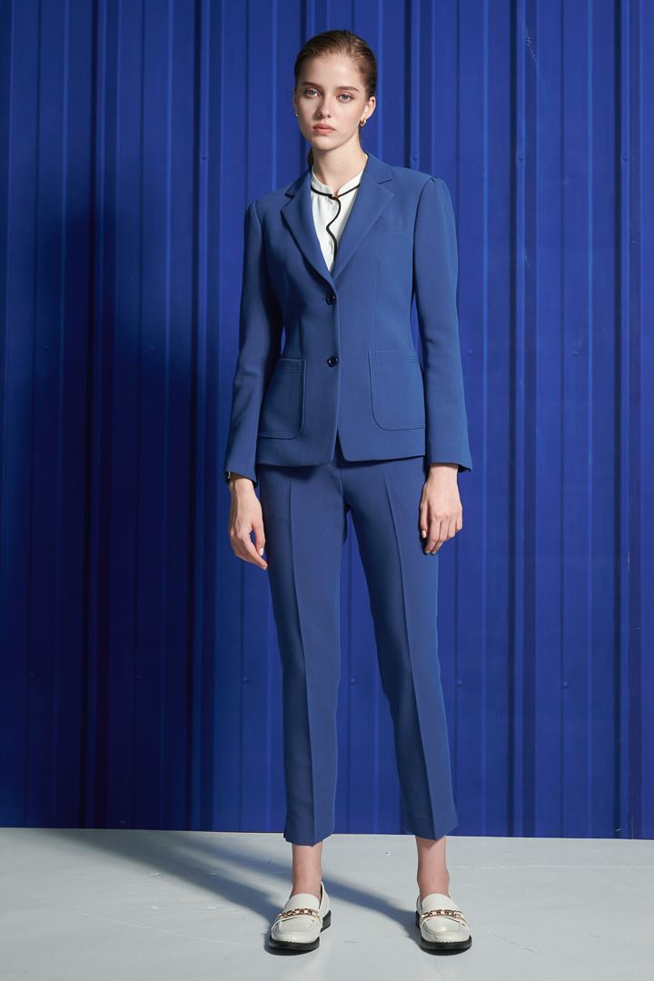 SST&C Women'S Wool Blend Royal Blue Square Collar Patch Pocket Suit Jacket | 7162112002  (Outlet)_3