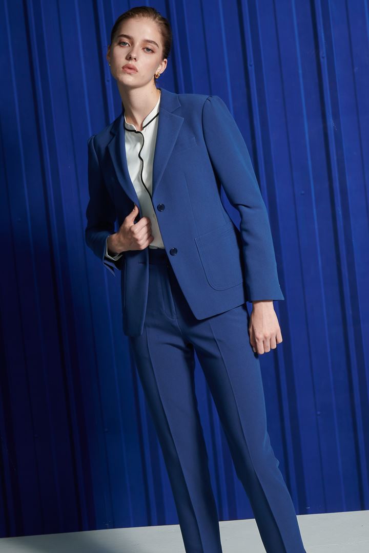 SST&C Women'S Wool Blend Royal Blue Crisp Slim Fit Suit Trousers | 7262112002  (Outlet)_3