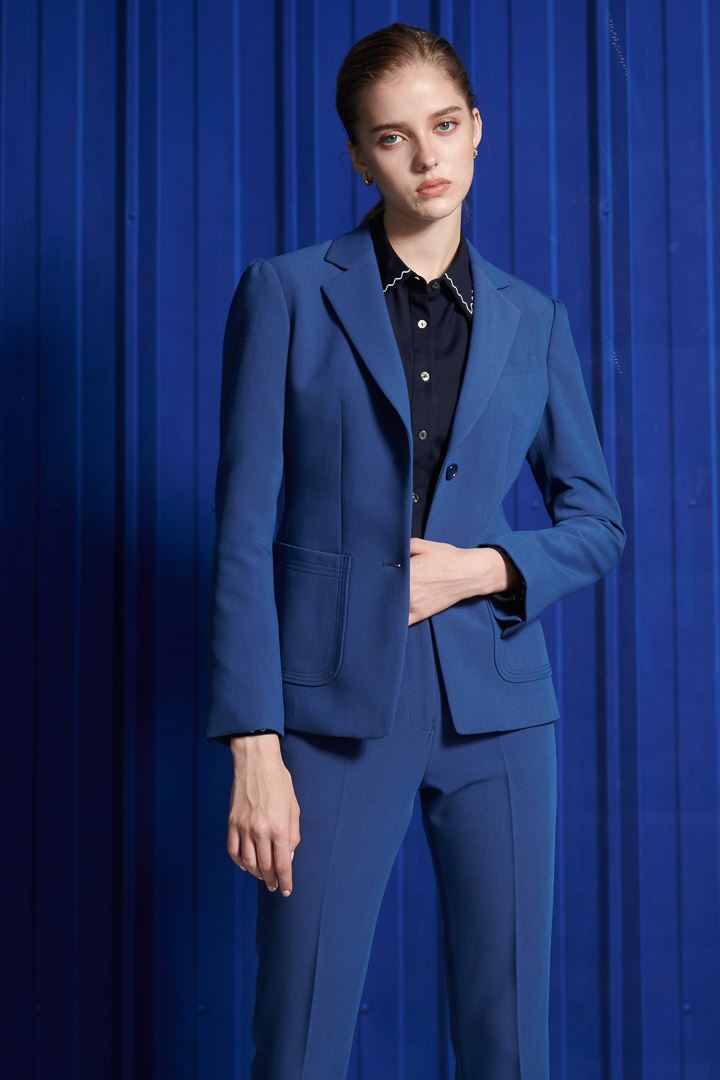 SST&C Women'S Wool Blend Royal Blue Crisp Slim Fit Suit Trousers | 7262112002  (Outlet)_6
