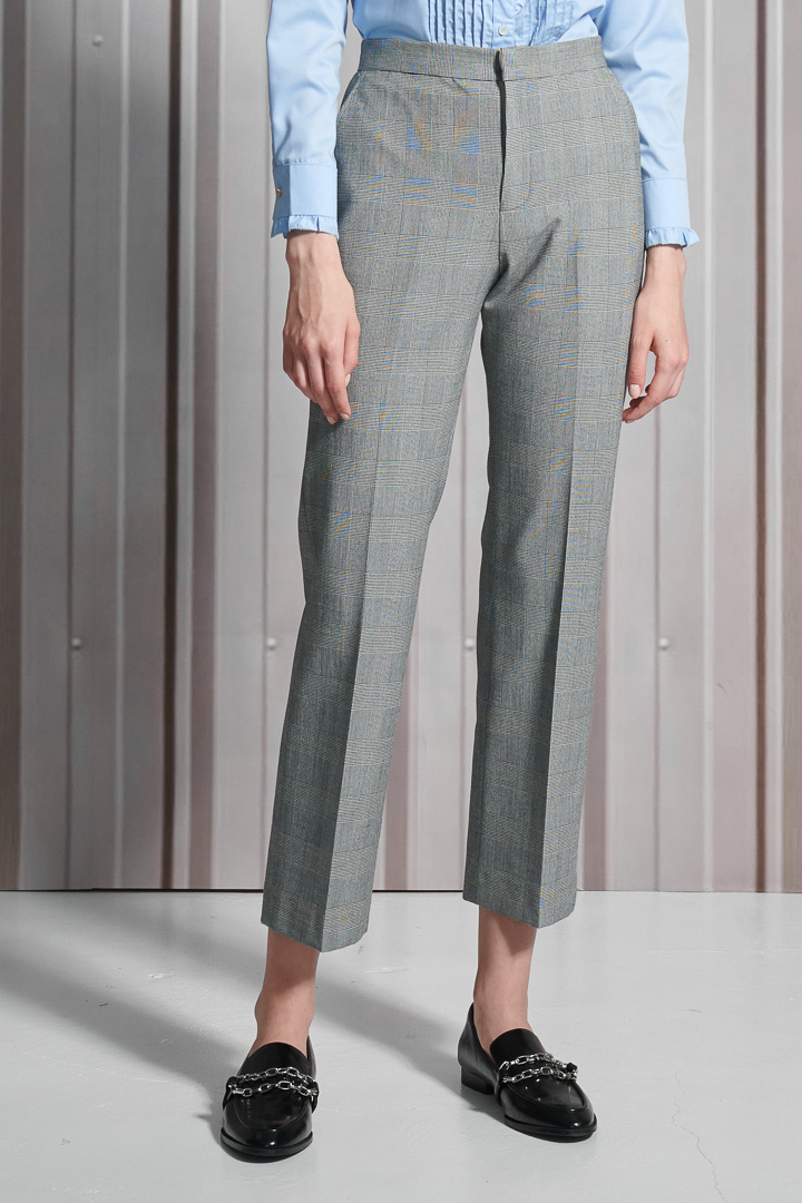 SST&C Women'S Wool Blend Gray Check Straight Fit Suit Trousers | 7262112006  (Outlet)_1