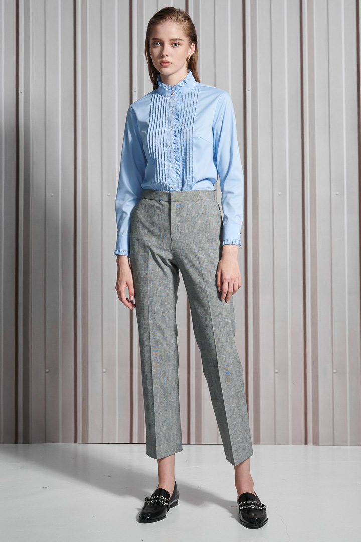 SST&C Women'S Wool Blend Gray Check Straight Fit Suit Trousers | 7262112006  (Outlet)_2
