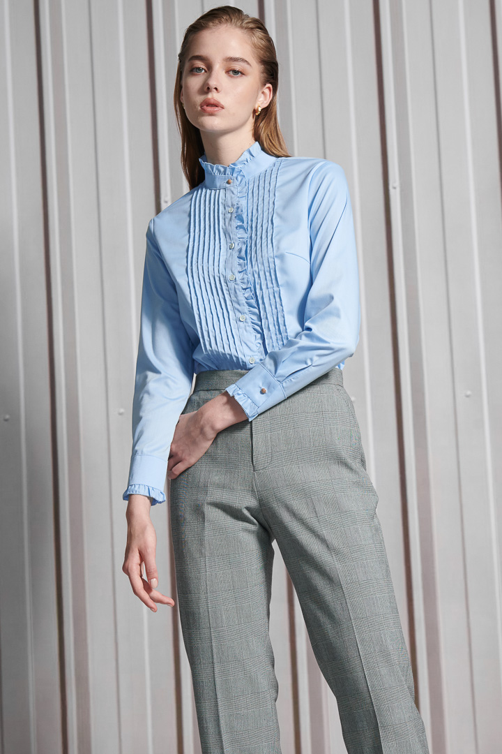 SST&C Women'S Wool Blend Gray Check Straight Fit Suit Trousers | 7262112006  (Outlet)_3