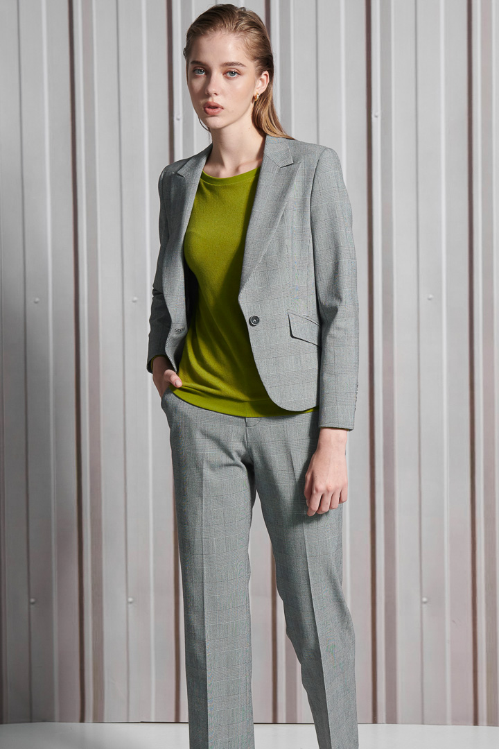 SST&C Women'S Wool Blend Gray Check Straight Fit Suit Trousers | 7262112006  (Outlet)_5