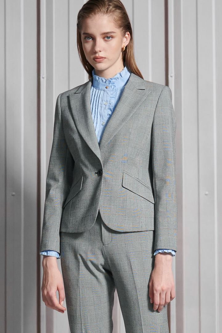 SST&C Women'S Wool Blend Gray Check Straight Fit Suit Trousers | 7262112006  (Outlet)_7