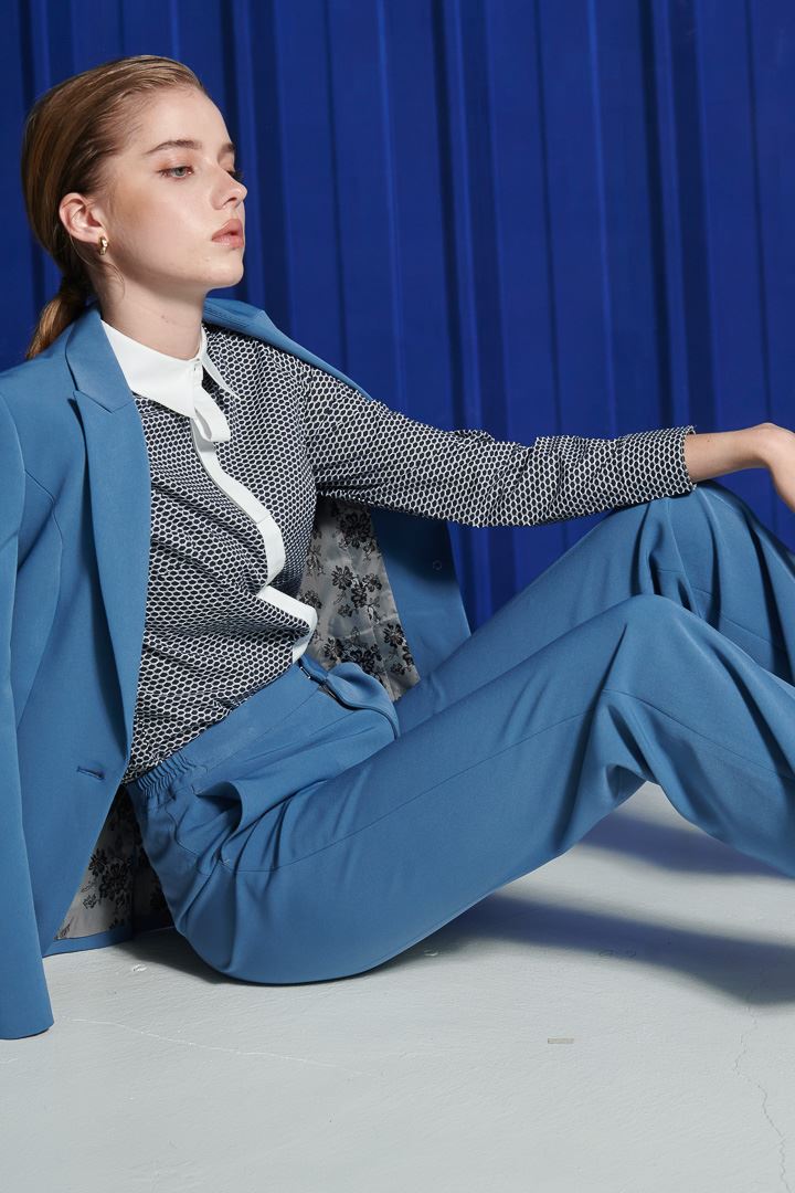SST&C Women'S Wool Blend Azure Blue Straight-Leg Suit Trousers | 7262112010  (Outlet)_3