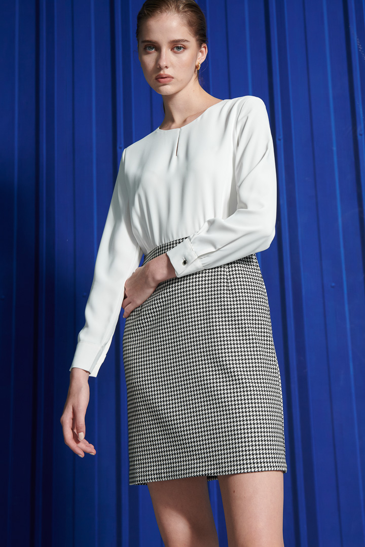 SST&C Black and White Houndstooth Two-Piece Dress | 8562112001  (Outlet)_0