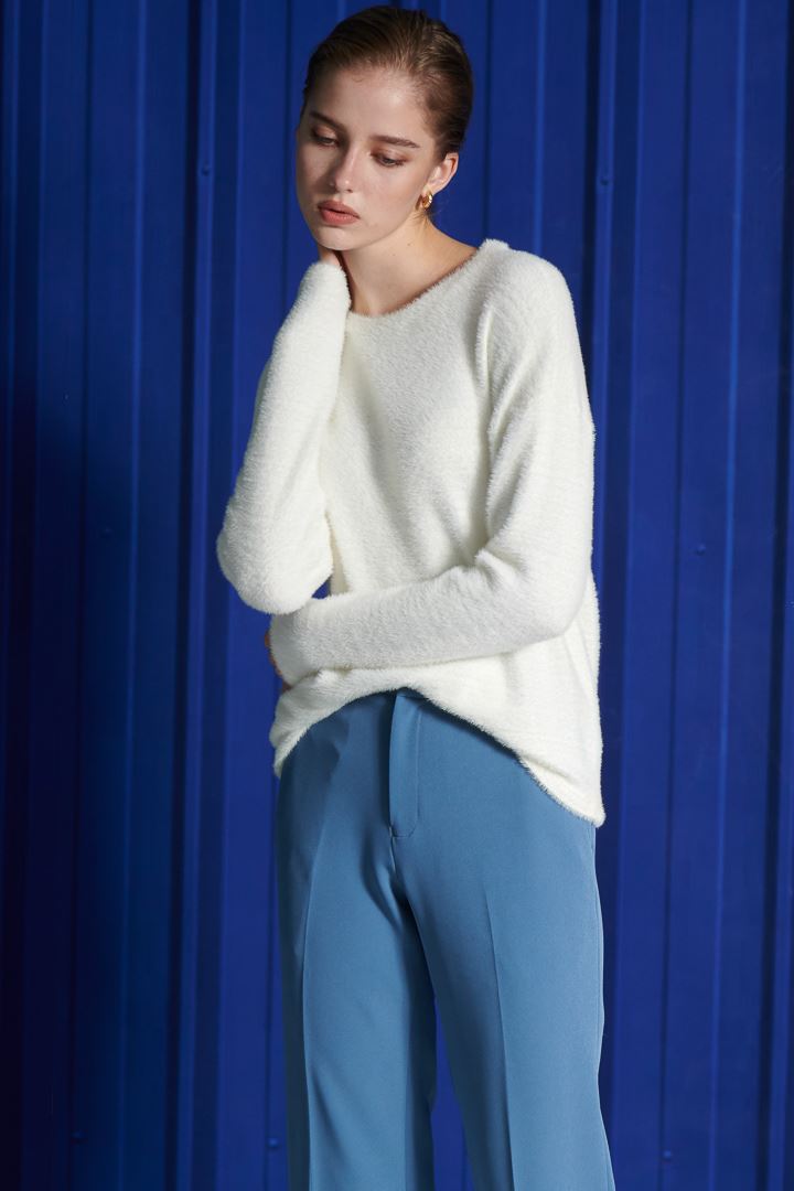 SST&C Women'S White Round Neck Fleece Sweater | 8662112001  (Outlet)_1