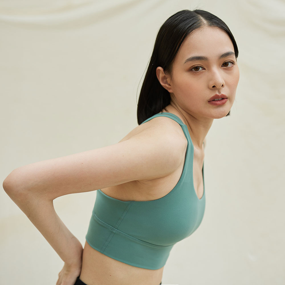 中強度親膚交叉美背運動內衣-湖綠_2