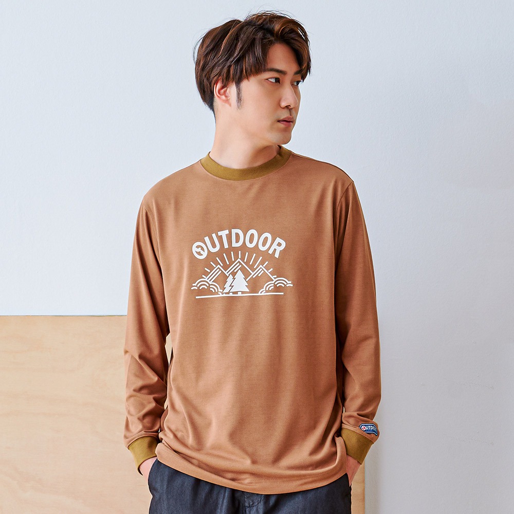 【OUTDOOR】長袖印花T恤-棕色 OD212418RB (ODCLO)