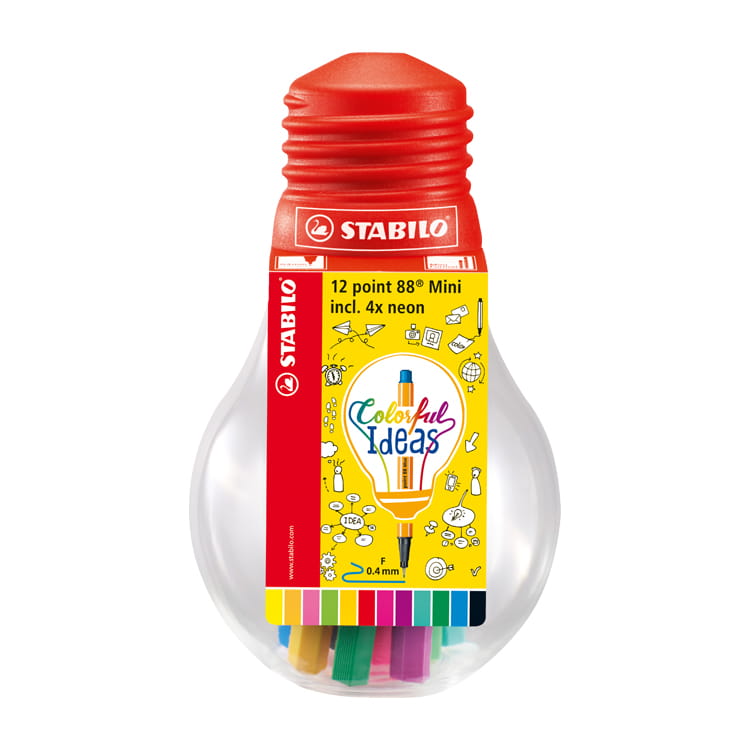 STABILO思筆樂 Colorful Ideas Point 88 Mini多用途細緻彩繪筆 創意燈泡系列12色典藏組_0