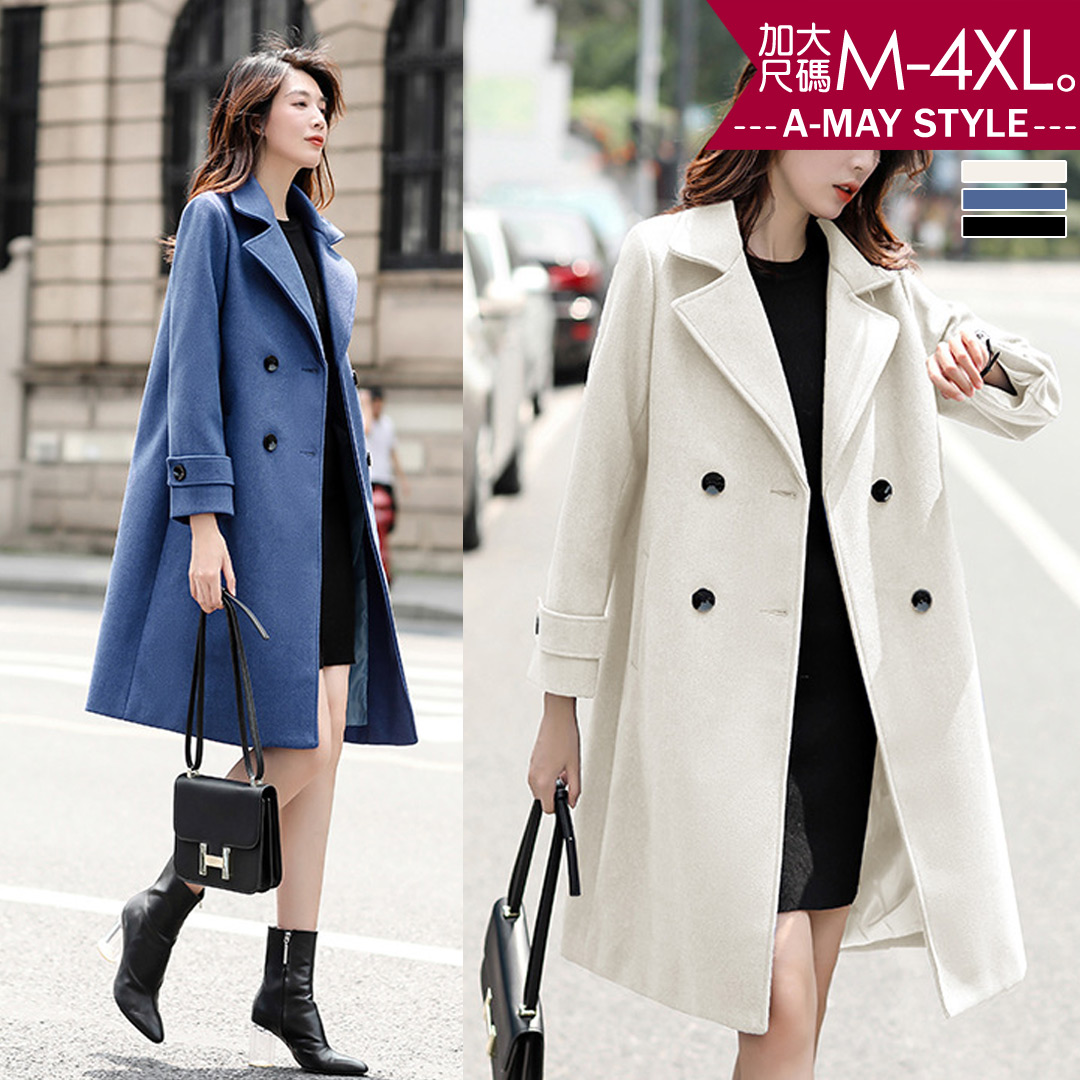 現貨-加大碼外套-赫本風顯瘦毛呢中長版大衣(M-4XL)【XT809275】＊艾美時尚_0