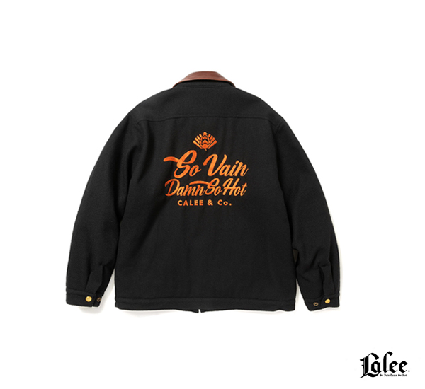 Calee Embroidery Leather Collar Wool Sports Type Jacket皮革毛料標語刺繡夾克 NT$15,708