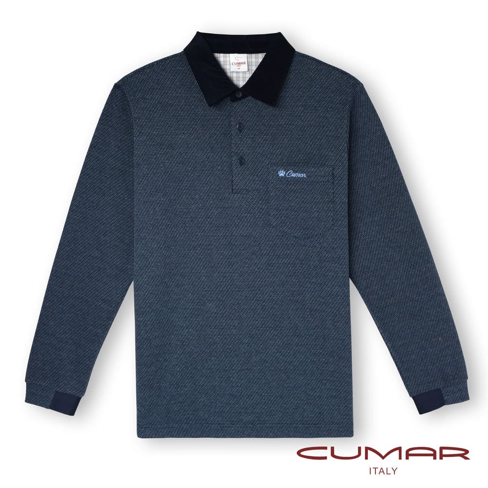 CUMAR 本布領領台緹花長袖POLO衫/219201
