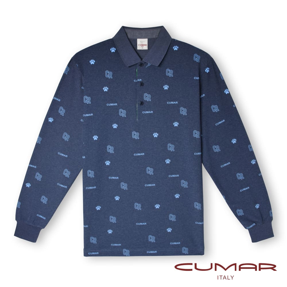 CUMAR 羅紋領領台印花長袖POLO衫/219207