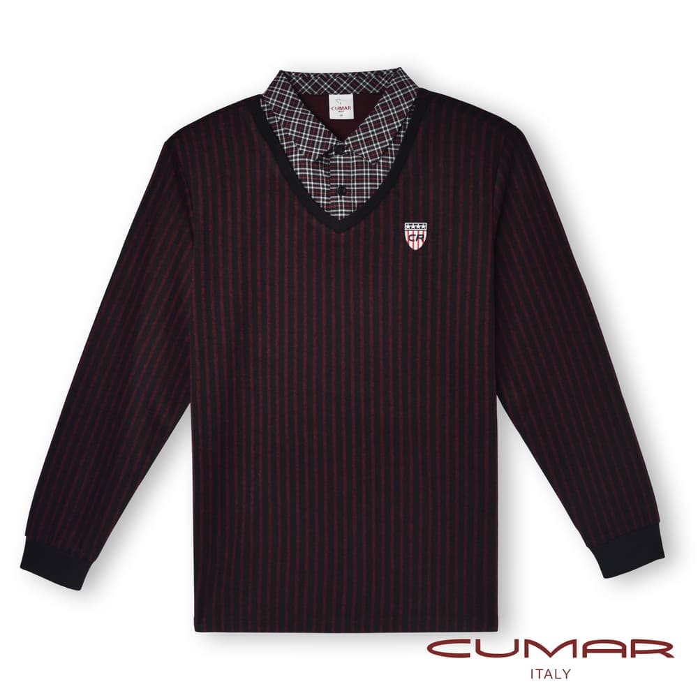 CUMAR 襯衫領假二件長袖POLO衫/219215